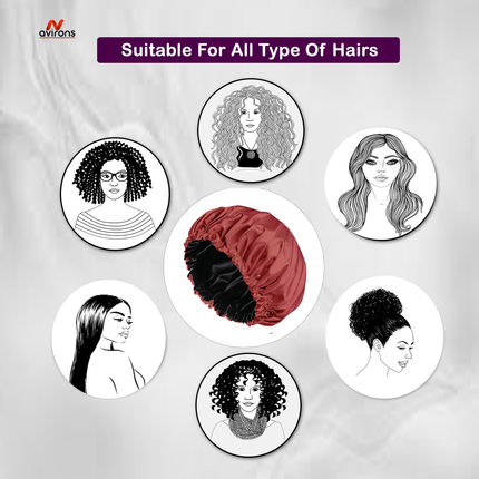 Silk Satin Sleeping Bonnet for Women – Double-Layer Hair Protection Cap, Adjustable for Curly & Natural Hair