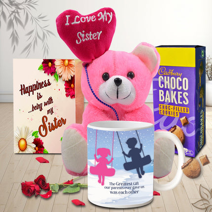 Rakhi Gift Set For Sister - Rakhi Combo with Cookies, Raksha Bandhan Deluxe Hamper, Rakhi Return Gift Idea