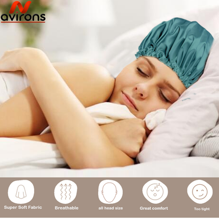 Luxury Satin Silk Sleeping Cap with Eyemask and Scrunchies – Adjustable for Ultimate Comfort