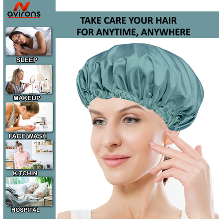 Luxury Satin Silk Sleeping Cap with Eyemask and Scrunchies – Adjustable for Ultimate Comfort