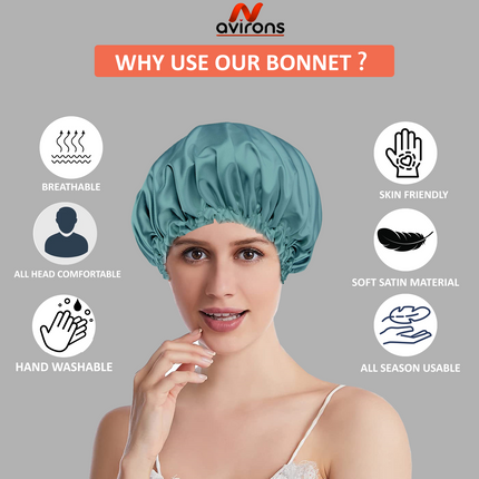 Luxury Satin Silk Sleeping Cap with Eyemask and Scrunchies – Adjustable for Ultimate Comfort