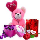 Midiron Love Combo Gift | Chocolate Gifts for Love | Valentines Romantic Combo | Chocolate Gifts | Rose Day, Promise Day Gift with Chocolate Bars, Artificial Red Rose & Love Greeting Card - Midiron