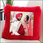 Personalized Red Square Shape Fur Pillow, Square Pillow, Beautiful Pillow