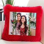 Personalized Red Square Shape Fur Pillow, Square Pillow, Beautiful Pillow