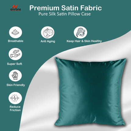 Satin Silk Cushion case – Wrinkle-Resistant, Cooling Cushion Cover for Hair & Skin Protection-16x16 Inch