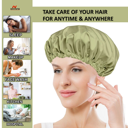 Premium Silk Sleep Cap with Coordinating Eye Mask – Gentle on Hair & Eyes for a Cozy Night