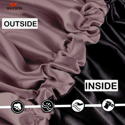 Satin Silk Sleep Caps with Scrunchies – Adjustable Hair Bonnets for Frizz-Free Sleep Pack 2