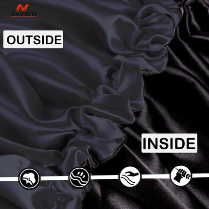 Satin Silk Sleep Caps with Scrunchies – Adjustable Hair Bonnets for Frizz-Free Sleep 2-Pack