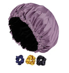 Silk Satin Bonnet Sleeping Cap – Double Layer, Adjustable, Hair Protection for Women, Curly & Natural Hair