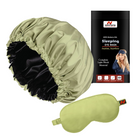 Premium Silk Sleep Cap with Coordinating Eye Mask – Gentle on Hair & Eyes for a Cozy Night