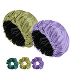 Satin Silk Sleep Cap 2-Pack with Scrunchies – Adjustable Anti-Frizz Hair Protection Bonnet for All Hair Types Pack 2
