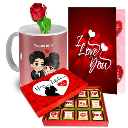 Romantic Gift| Gifts for Girlfriend/Boyfriend, Husband/Wife, fiancé/Fiancée| Unique Gift For Birthday, Anniversary, Valentine day| Chocolate Box, Mug & Love Card - Midiron