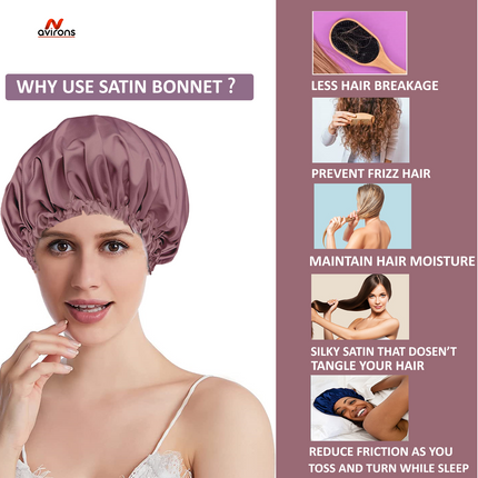 Silk Sleep Bonnet with Eye Mask – Premium Satin Hair Protection for a Restful Night's Sleep