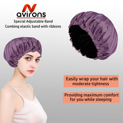 Silk Satin Bonnet Sleeping Cap – Double Layer, Adjustable, Hair Protection for Women, Curly & Natural Hair