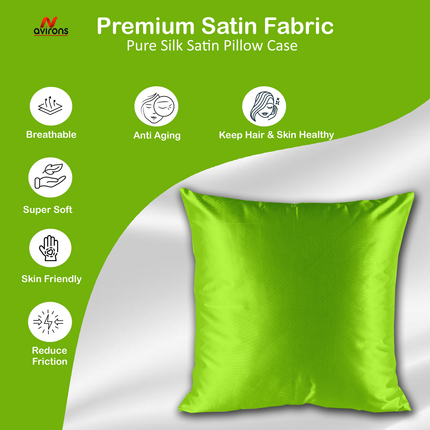 Premium Satin Silk Cushion Cover – Anti-Wrinkle, Hypoallergenic Cushioncase for Hair & Skin, Soft & Smooth-16x16 Inch
