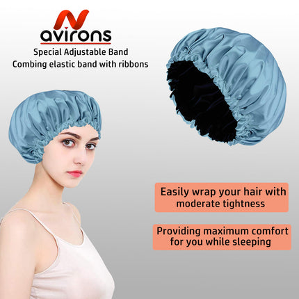 Silk Satin Double-Layer Bonnet – Sleep Cap for Hair Care, Adjustable and Reversible for Night Hair Protection