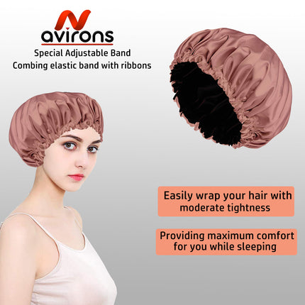 Silk Satin Double-Layer Bonnet – Adjustable Sleeping Cap for Hair Protection, Soft & Breathable for All Hair Types