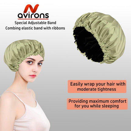 Silk Satin Bonnet for Sleeping – Double Layer, Adjustable Hair Cap for Frizz-Free Hair, Perfect for Night Protection