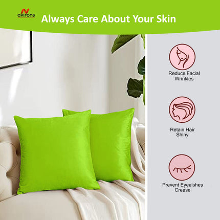 Premium Satin Silk Cushion Cover – Anti-Wrinkle, Hypoallergenic Cushioncase for Hair & Skin, Soft & Smooth-16x16 Inch