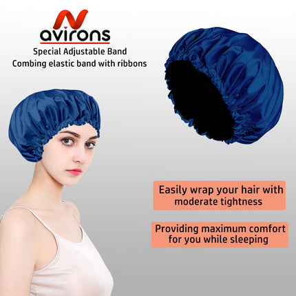 Silk Satin Sleep Bonnet for Women – Double Layer, Adjustable Hair Cap for Frizz-Free, Tangle-Free Mornings