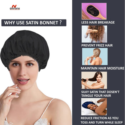 Luxury Adjustable Silk Sleep Cap with Eyemask & Scrunchies – Keep Your Hair Safe While Sleeping