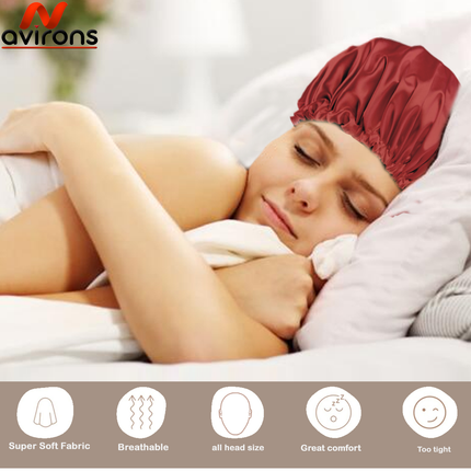 Satin Silk Sleep Bonnet with Eyemask and Scrunchies – Adjustable Hair Protection for Sweet Dreams