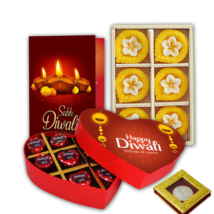 Premium Diwali Gift Combo Pack - Chocolate Gift for Diwali Festival - Diwali Gift Hamper with Handmade Chocolate Box