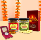 Diwali Gift Healthy Combo - Dry Fruits Diwali Hamper,  Dry Fruits (Almonds & Cashew), Deepawali Greeting Card & Coin