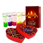 Diwali Gift Hamper - Diwali Candle Combo with Handmade Chocolate Box, Card & Gel Candles