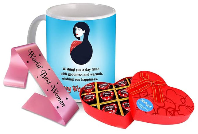 Women’s Day Gift Set
Chocolate and Mug Combo
Elegant Women’s Day Sash
Empowering Gift for Women
Thoughtful Present for Her