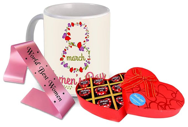 Women’s Day Gift Set
Chocolate and Mug Combo
Elegant Women’s Day Sash