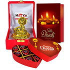 Unique Diwali Gifts - Chocolate Gift Hamper with Chocolate Box, Diwali Greeting Card, and Krishna Statue