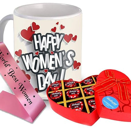 Women’s Day Gift Set
Chocolate and Mug Combo
Elegant Women’s Day Sash
Empowering Gift for Women
Thoughtful Present for Her