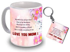 Mother's Day Mug and Keychain Set - Perfect Gift for Mom, Ceramic Mug with Heartwarming Quotes