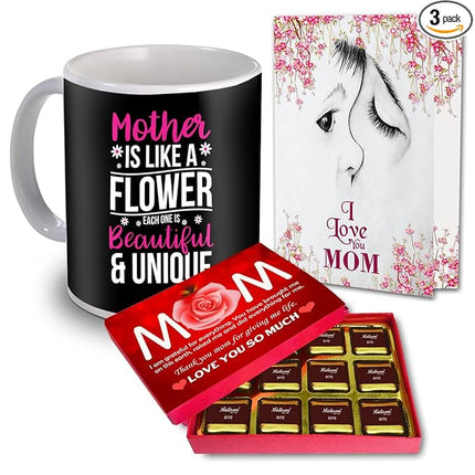 Mother’s Day Gift Set
Mother’s Day Mug
Heartfelt Greeting Card for Mom
Premium Chocolates for Mother’s Day