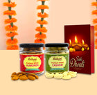 Diwali Gift Healthy Combo - Dry Fruits Diwali Hamper with Almonds & Cashews, Deepawali Greeting Card