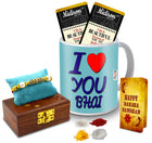 Rakshabandhan Gifts – Pearl Rakhi with Roli in Wooden Box, Milk Chocolate Bar