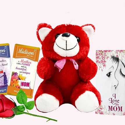 Mother’s Day Gift Set
Teddy and Chocolate Surprise
Rose and Greeting Card for Mom