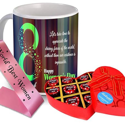 Women’s Day Gift Set
Chocolate and Mug Combo
Elegant Women’s Day Sash
Empowering Gift for Women