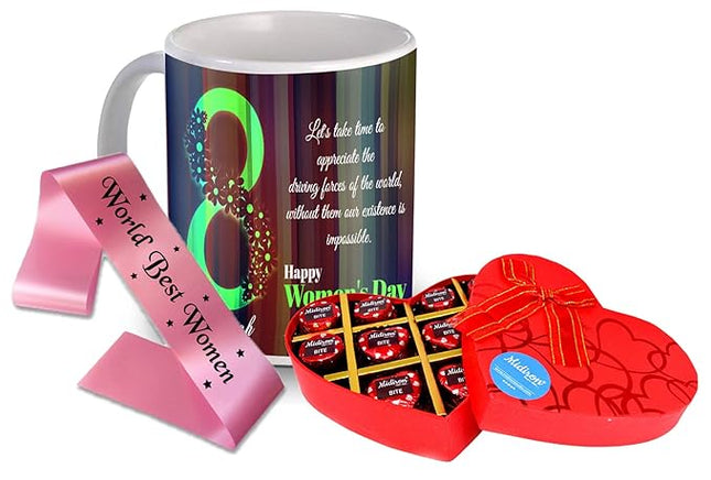 Women’s Day Gift Set
Chocolate and Mug Combo
Elegant Women’s Day Sash
Empowering Gift for Women