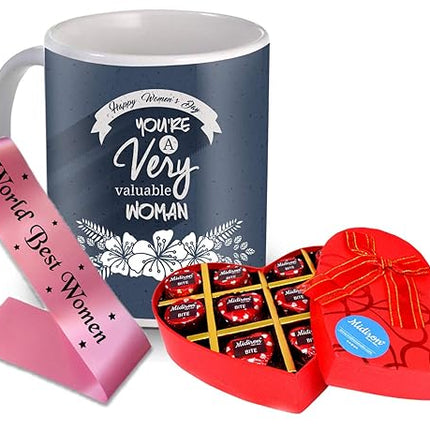 Women’s Day Gift Set
Chocolate and Mug Combo
Elegant Women’s Day Sash
Empowering Gift for Women