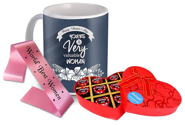 Women’s Day Gift Set
Chocolate and Mug Combo
Elegant Women’s Day Sash
Empowering Gift for Women