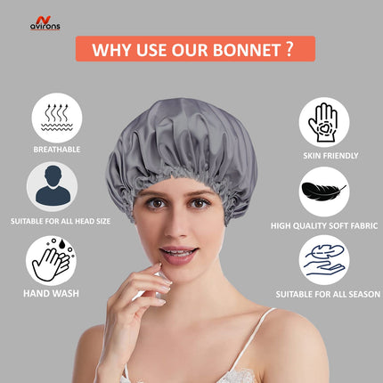 Satin Silk Bonnet with Eyemask and Scrunchies – Adjustable Hair Care Solution for Sleep