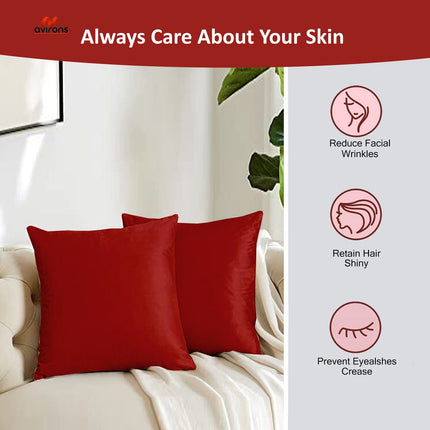 Satin Silk Cushion Cover – Smooth, Breathable, Anti-Wrinkle Cushion case for Better Sleep & Hair Care-16x16 inch