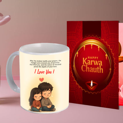 Karwa Chauth Couple Printed Coffee Mug Gift - Love Coffee Mug Idea, Cute Printed Mug for Partners