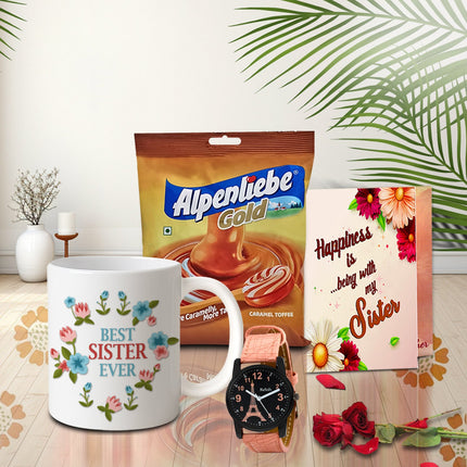 Perfect Gift Hamper for Sister - Rakhi with Chocolates Pouch, Raksha Bandhan Treat Box, Cute Rakhi Combo Sister