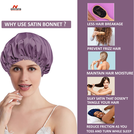 Satin Silk Sleep Bonnet Set: Adjustable Cap with Eyemask & Scrunchies for Luxurious Hair Care