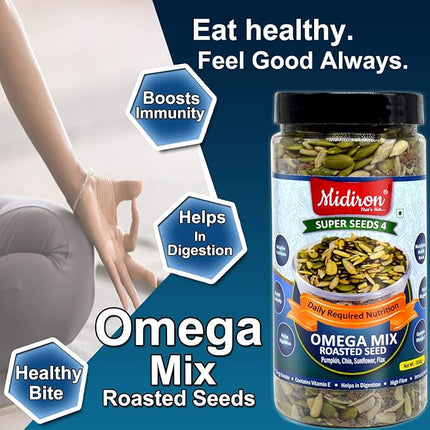 Omega Roasted Mix Seeds - High-Protein, Fiber-Rich Snack for Heart Health, Weight Loss & Energy Boost (250g)