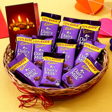 Diwali Gift Combo - Chocolate Gifts for Diwali, Festival Gift Pack with Beautiful Chocolate Hamper & Diwali Greeting Card