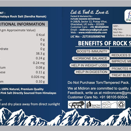 Rock Salt (Sendha Namak) - Vrat Ka Namak - Low Sodium Sendha Namak with 84 Minerals